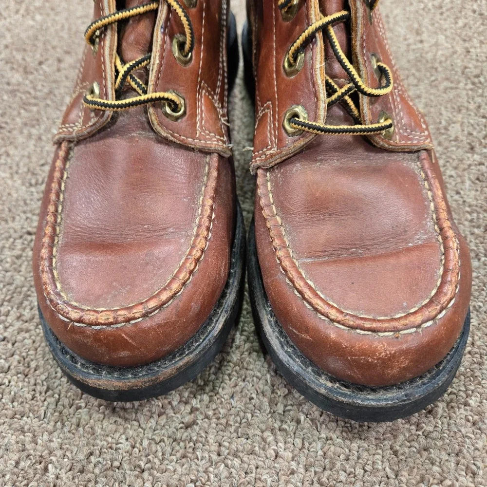 VTG 60s Herman Survivor Boots Mens Size 7‎ Brown Leather Steel Toe Logger